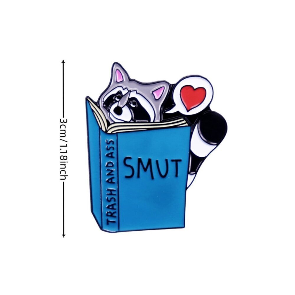 1pc Cartoon Raccoon Animal Book Brooch Pin Personalized Creative Metal Badge - Picture 2 of 5